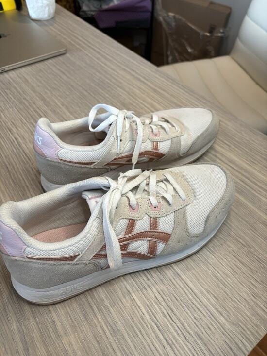 Asics Shoes - ASICS Womens 10 Sneakers Beige Pink Suede Mesh Lace Up Casual Shoes 1202A306